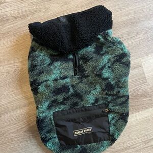 Canada Pooch Green Camo Sherpa Dog Hoodie